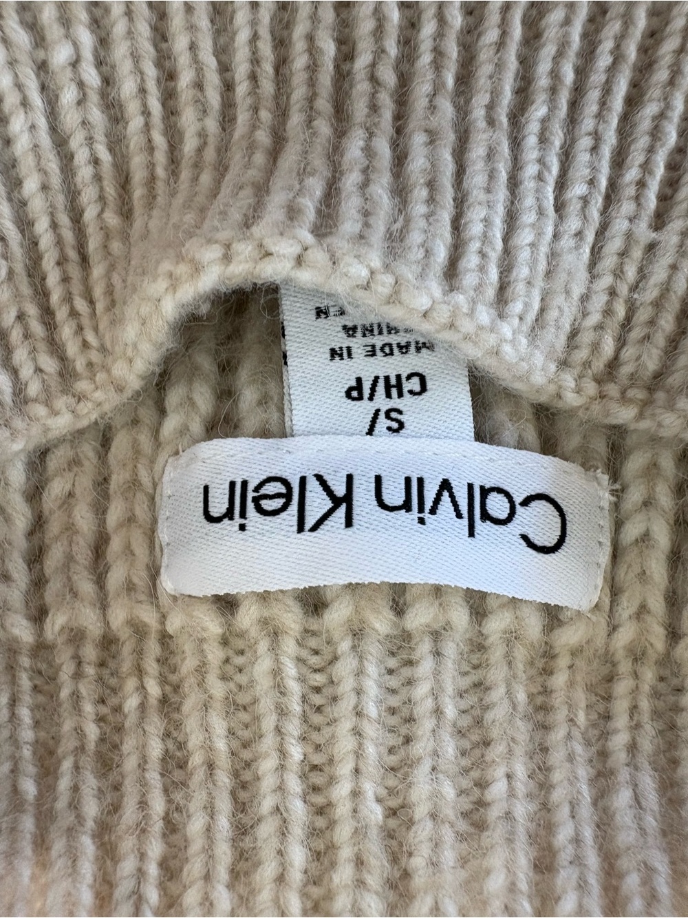 Calvin Klein Cream Textured Mock Neck Sweater - Picture 2 of 6